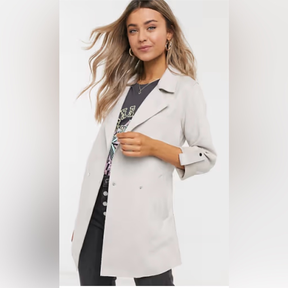 Pull&Bear faux suede tie front jacket